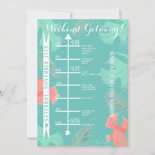 Waterverf Monstera Bachelorette Weekend Getaway Kaart (Voorkant)