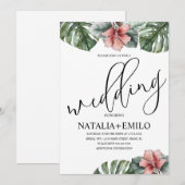 Waterverf Monstera Branch Greenery Wedding Kaart (Voorkant / Achterkant)