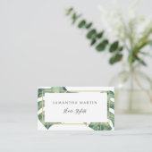 Waterverf Monstera Greenery Gold Visitekaartje (Staand voorkant)
