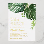 Waterverf Monstera Greenery Tropical Baby Brunch Folie Uitnodiging (Voorkant)