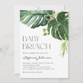 Waterverf Monstera Greenery Tropical Baby Brunch Kaart (Voorkant)