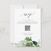 Waterverf Monstera Groene QR Code Trouwen RSVP Kaartje (Voorkant)