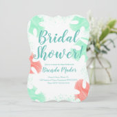 Waterverf Monstera laat Baby shower koraal mint Kaart (Staand voorkant)