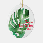 Waterverf Monstera Leaf, Family Kerstmis 2020 Keramisch Ornament (Rechts)