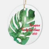 Waterverf Monstera Leaf, Family Kerstmis 2020 Keramisch Ornament (Links)