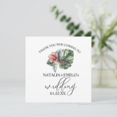 Waterverf Monstera Leaf Floral Weddenschap Harteli Kaart (Staand voorkant)