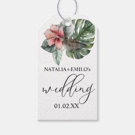 Waterverf Monstera Leaf Floral Wedding Cadeaulabel