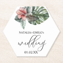 Waterverf Monstera Leaf Floral Wedding