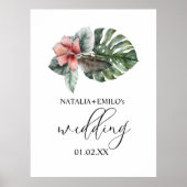 Waterverf Monstera Leaf Floral Wedding Poster (Voorkant)