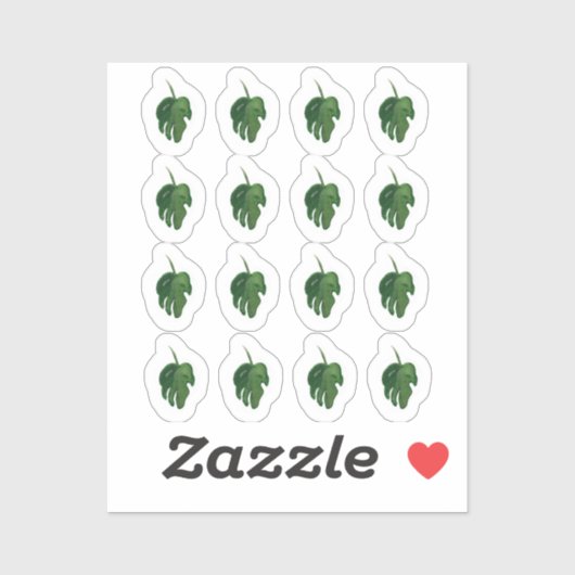 Waterverf Monstera Leaf Green Sticker Set (Vel)
