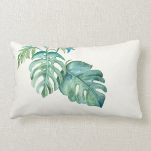 Waterverf Monstera Leaf Lumbar Pillow Kussen