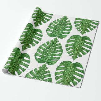 Waterverf Monstera Leaves Cadeaupapier