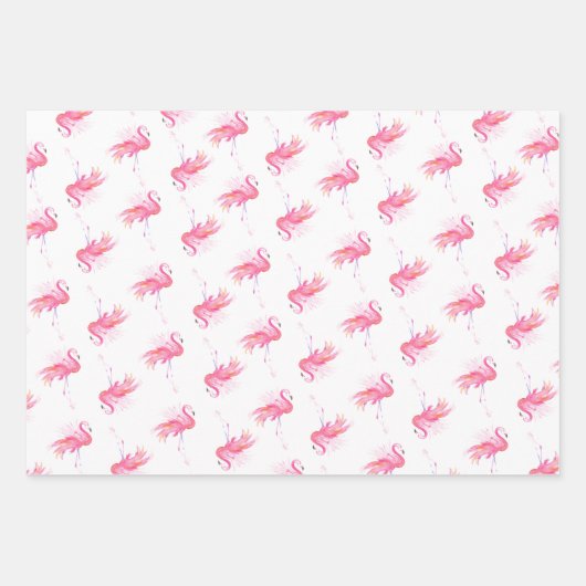 Waterverf Monstera Leaves en Pink Flamingos Inpakpapier Vel (Voorkant 2)