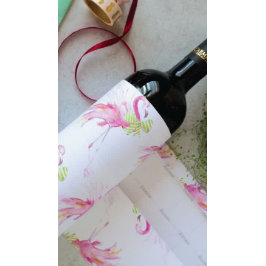 Waterverf Monstera Leaves en Pink Flamingos Inpakpapier Vel