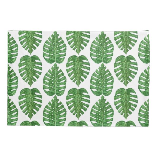 Waterverf Monstera Leaves Kussensloop (Achterkant)