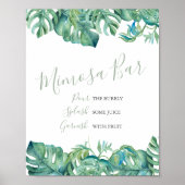 Waterverf Monstera Leaves Mimosa Bar Poster (Voorkant)