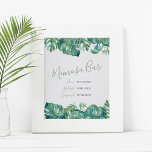 Waterverf Monstera Leaves Mimosa Bar Poster<br><div class="desc">Gebruik dit tropische groene Mimosa Bar om uw tafel te versieren en gasten te helpen hun drink voor te bereiden. Dit bord is ontworpen met behulp van mijn oorspronkelijke waterverf monstera palmbladeren en is perfect voor brunch en gebak, vrijgezellenfeesten, baby showers, bruiloften of wat je maar wilt. Ga naar www.zazzle.com/dotellabelle...</div>