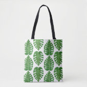 Waterverf Monstera Leaves Tote Bag (Voorkant)