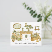 Waterverf Monstera Moving Announge Aankondigingskaart (Staand voorkant)