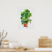 Waterverf Monstera Plant in pot Poster (Keuken)