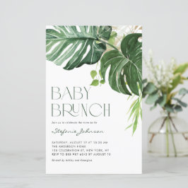 Waterverf Monstera Summer Baby Brunch Uitnodiging