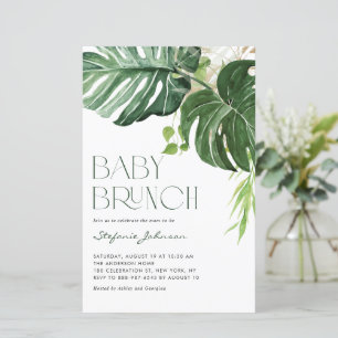 Waterverf Monstera Summer Baby Brunch Uitnodiging