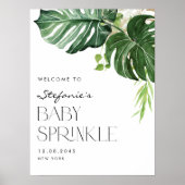 Waterverf Monstera Tropische Baby Sprinkle Welkom Poster (Voorkant)