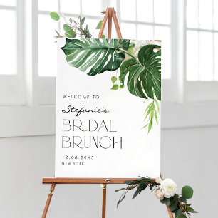 Waterverf Monstera Tropische Bruids Brunch Welkom Poster
