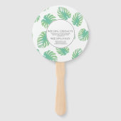 Waterverf Monstera Trouwronde Handwaaier (Achterkant)