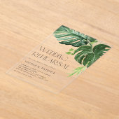 Waterverf Monstera verlaat zomerrepetitie diner Acryl Uitnodigingen (Laagn)