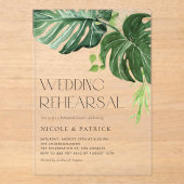 Waterverf Monstera verlaat zomerrepetitie diner Acryl Uitnodigingen (Voorkant)