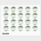 Waterverf Monstera Zomer Vrijgezellenfeest Dank u Ronde Sticker (Vel)