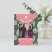 Waterverf Monsteras Roze sparen het Briefkaart van (Staand voorkant)