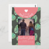 Waterverf Monsteras Roze sparen het Briefkaart van (Voorkant / Achterkant)