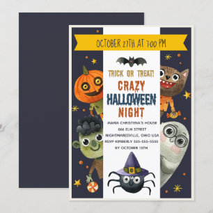 Waterverf Monsters Halloween Uitnodiging