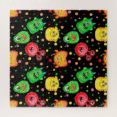 Waterverf Monsters: Schattige naadloos patroon Legpuzzel (Horizontaal)