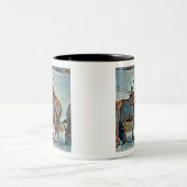 Waterverf Montana Bull Elk Tweekleurige Koffiemok (Center)