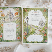 Waterverf Montmartre Paris Huwelijk Kaart