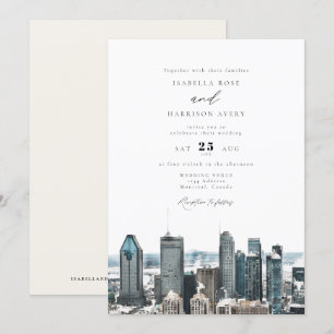 Waterverf Montreal Canada City Skyline Wedding Kaart