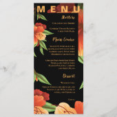 Waterverf Moody Sinaasappel Bloemen Bruiloft Menu (Voorkant)
