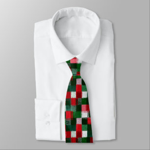 Waterverf Mooi Gingham Kerst Groet Stropdas