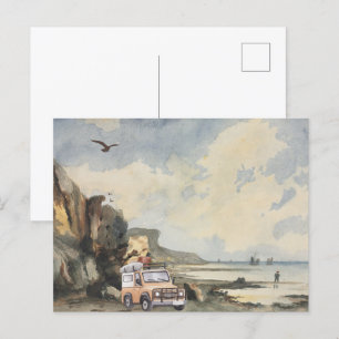 Waterverf Mooi landschap strand uitzicht Briefkaart