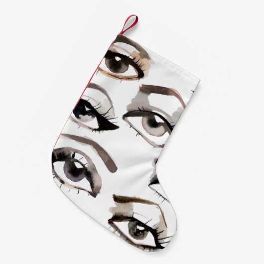 Waterverf mooi oogpatroon kleine kerstsok (Voorkant (Hangend))