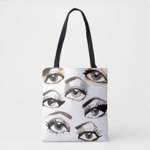 Waterverf mooi oogpatroon tote bag