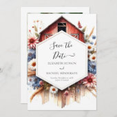 Waterverf Mooie Barnyard bruiloft Save The Date (Voorkant / Achterkant)