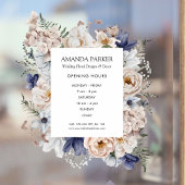 Waterverf Mooie Beige Blauwe Bloemen Bloemisterij  Raamsticker