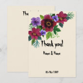 Waterverf mooie bloemen romantische marmer elega bedankkaart (Voorkant / Achterkant)