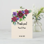 Waterverf mooie bloemen romantische marmer elega bedankkaart (Staand voorkant)