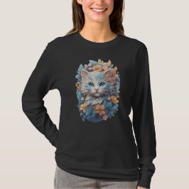 Waterverf Mooie Bloemenkater Spat T-shirt