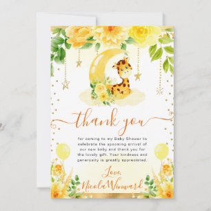 Waterverf Mooie Bloemige Giraffe Baby Shower Bedankkaart